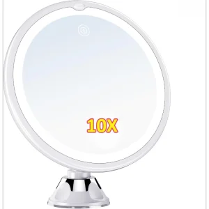 Rotatable10x Magnifying Vanity Mirror with LED Lighted Bathroom Makeup Mirror.