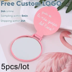 5Pcs Mini Folding Mirror Free Custom Round Compact Small