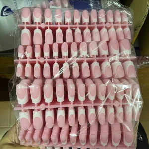 120Pcs Medium Long Square Acrylic French Fake Nails Full Cover Wearable.